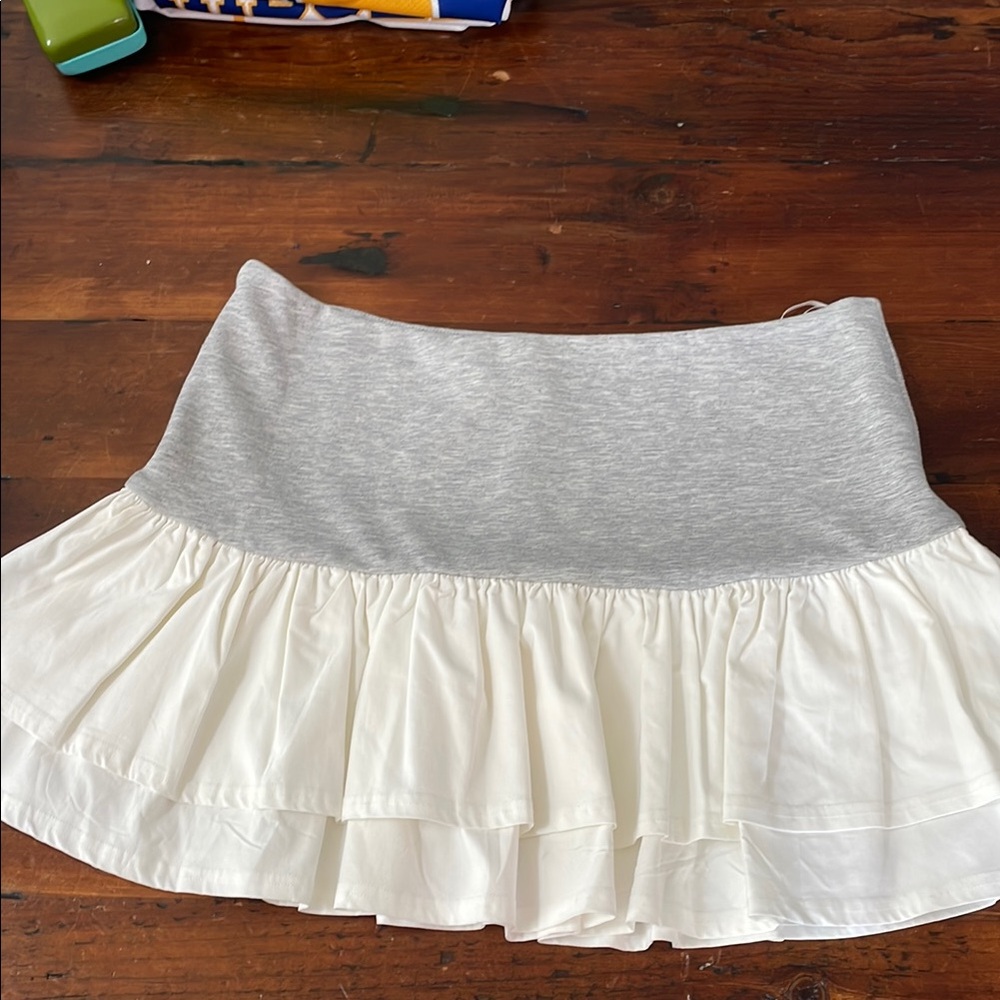 Gray and White Women's Skirt